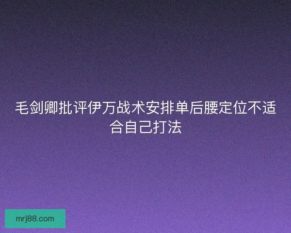 毛剑卿批评伊万战术安排单后腰定位不适合自己打法