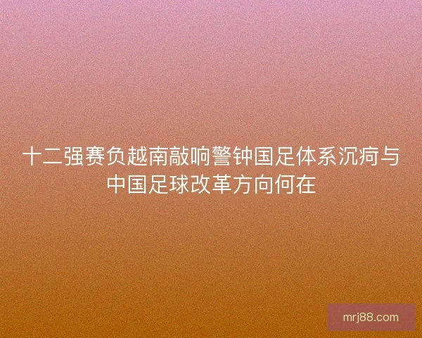 十二强赛负越南敲响警钟国足体系沉疴与中国足球改革方向何在